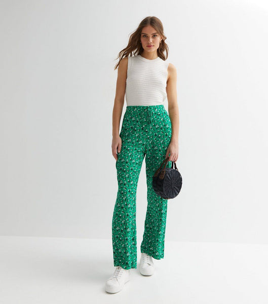 Only Green Floral Tie Waist Co-ord Trousers
