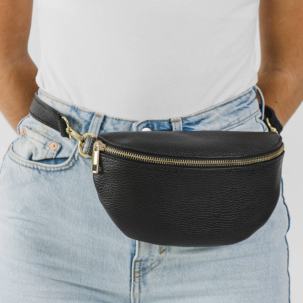 Soft Italian Leather Bumbag In Black