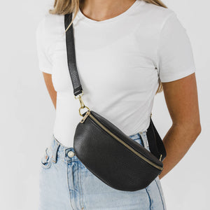 Soft Italian Leather Bumbag In Black